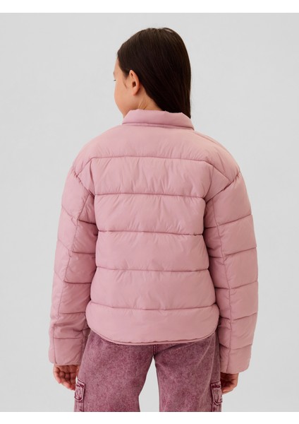 Kız Çocuk Pembe Lightweight Primaloft® P.u.r.e.™ Puffer Şişme Bomber Ceket