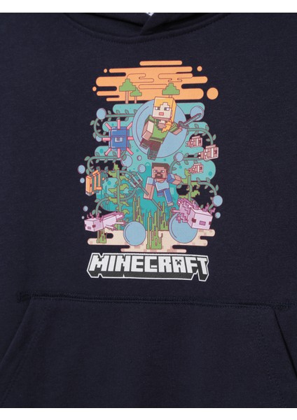 Erkek Çocuk Lacivert Minecraft Grafikli Fransız Havlu Kumaş Sweatshirt fiyatları