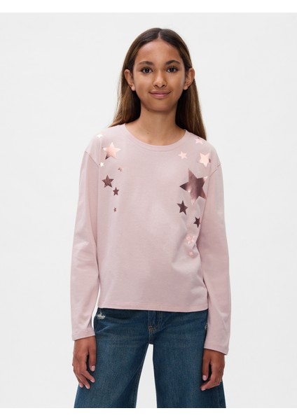 Kız Çocuk Pembe Grafikli T-Shirt
