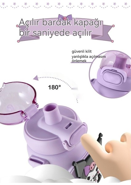 Sanrio Çocuk Sevimli Termos Bardak Kuromi Saman Su Bardağı (Yurt Dışından)