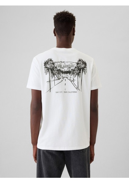 Erkek Beyaz Gap Logo Everyday Soft Grafikli T-Shirt