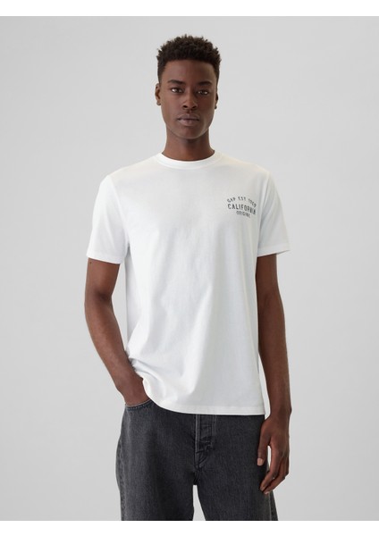Erkek Beyaz Gap Logo Everyday Soft Grafikli T-Shirt indirimleri