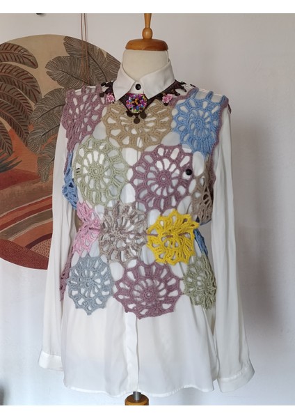 Hippybutik Çok Renkli El Yapımı Motifli Çift Yönlü Giyilebilir Bluz/süveter fiyatları