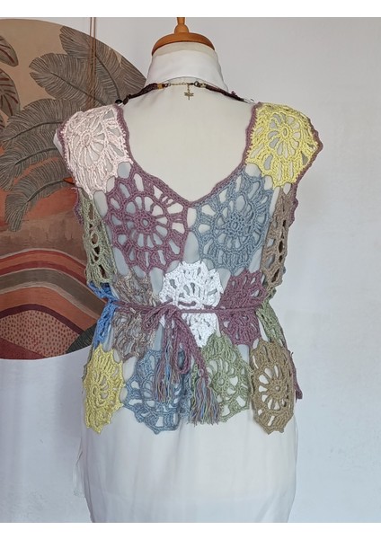 Hippybutik Çok Renkli El Yapımı Motifli Çift Yönlü Giyilebilir Bluz/süveter modelleri