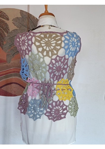 Hippybutik Çok Renkli El Yapımı Motifli Çift Yönlü Giyilebilir Bluz/süveter indirimleri