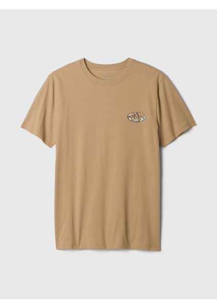 Erkek Kahverengi Gap Logo Grafikli Everyday Soft T-Shirt