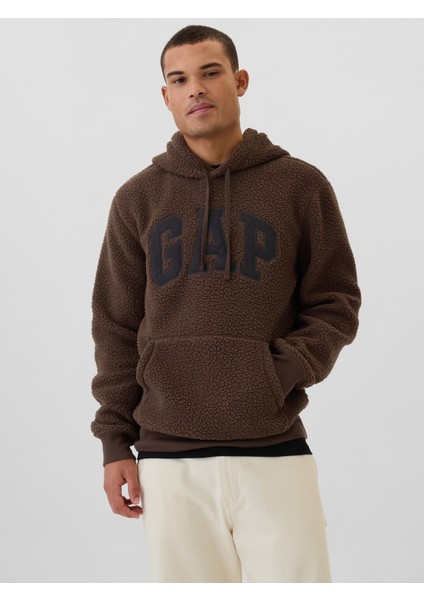 Erkek Kahverengi Gap Logo Sherpa Sweatshirt