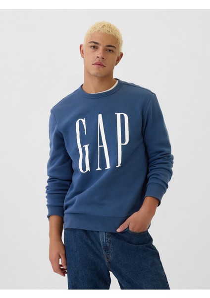 Erkek Mavi Gap Logo Fleece Sweatshirt