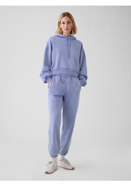 Kadın Mavi Vintage Soft Crop Sweatshirt fırsatları