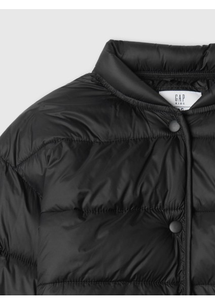 Kız Çocuk Siyah Lightweight Primaloft® P.u.r.e.™ Puffer Şişme Bomber Ceket