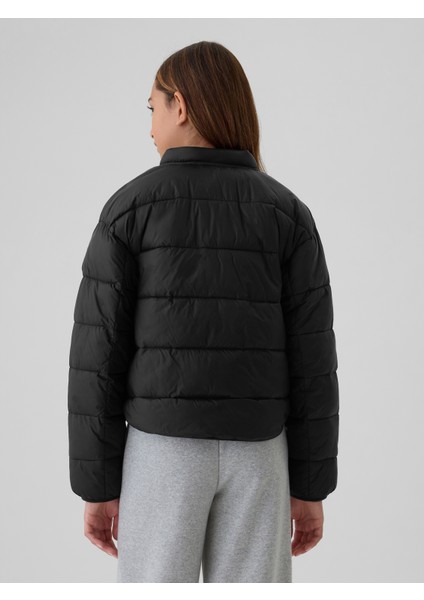 Kız Çocuk Siyah Lightweight Primaloft® P.u.r.e.™ Puffer Şişme Bomber Ceket