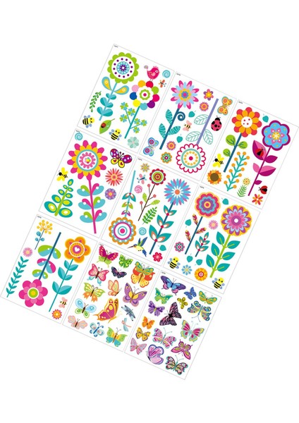 9 Çiçek Çıkartmaları Dekorasyonu Su Geçirmez Tekrar Kullanılabilir (Yurt Dışından) fiyatları