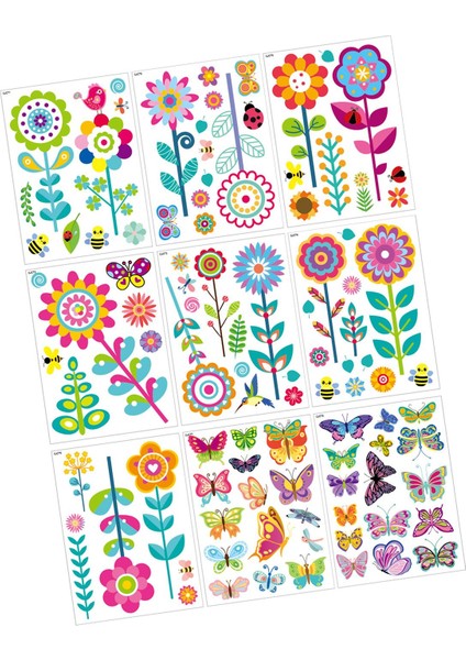 9 Çiçek Çıkartmaları Dekorasyonu Su Geçirmez Tekrar Kullanılabilir (Yurt Dışından) modelleri