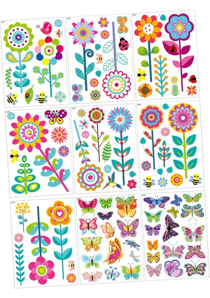 9 Çiçek Çıkartmaları Dekorasyonu Su Geçirmez Tekrar Kullanılabilir (Yurt Dışından) fırsatları