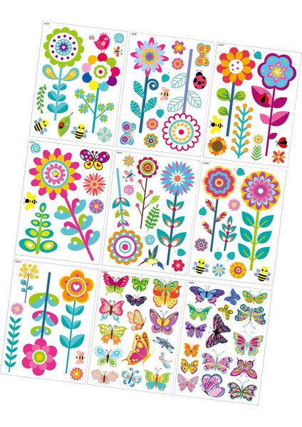 9 Çiçek Çıkartmaları Dekorasyonu Su Geçirmez Tekrar Kullanılabilir (Yurt Dışından) indirimleri