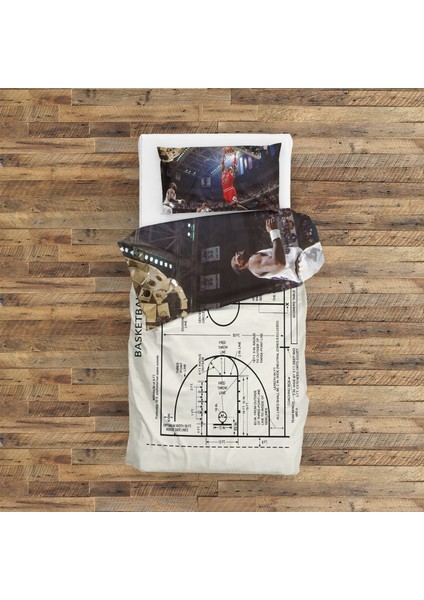 Michael Jordan Chicago Bulls 1997 & Basketball Court Ivory Nevresim Takımı - 200 cm x 220 cm fiyatları