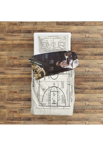 Michael Jordan Chicago Bulls 1997 & Basketball Court Ivory Nevresim Takımı - 200 cm x 220 cm modelleri