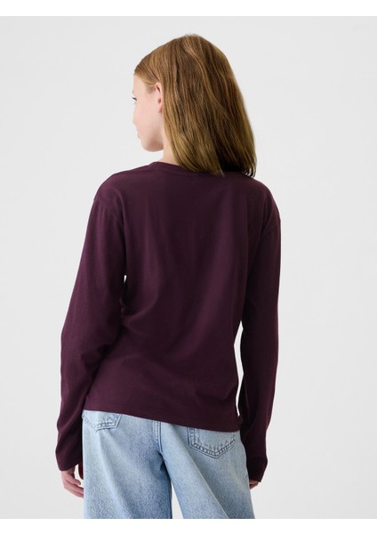 Kız Çocuk Mor Grafikli T-Shirt