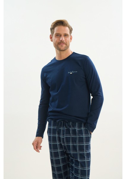 Erkek Uzun Kol Lacivert Pijama Takım C8T1N5O9