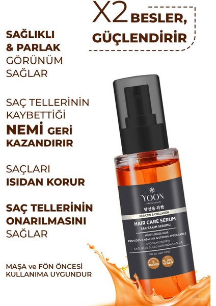 Saç ve Saç Derisi Onarıcı Serum - Keratin - Kolajen - Biberiye ve 7 Aktifli Saç Bakım Kompleksi - 2'li Set