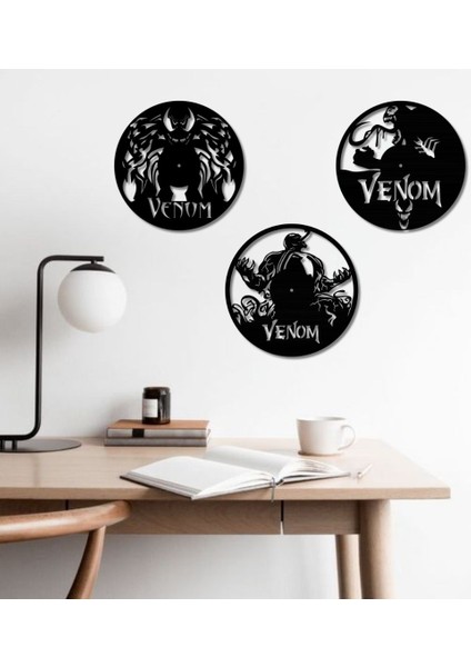Venom 3.lü Duvar Süs Dekoru. Ahşap Lazer Kesim Duvar Tablo . Hediye Olarak Mükemmeldir fırsatları