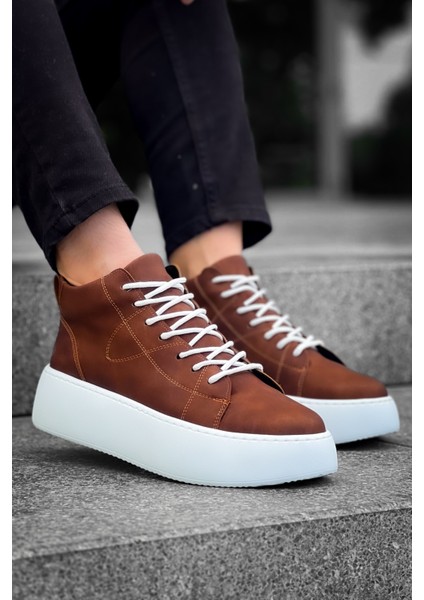 LE10 Bağcıklı Erkek Yüksek Taban Taba Cilt Spor Bot