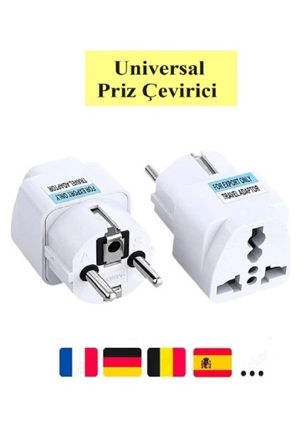 2 Adet Priz Çevirici Dönüştürücü Amerikan Ing Çin Japonya Tipi Fişleri Türk/Avrupa Tipine Dönüştürür