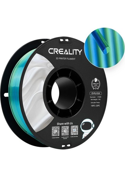 Cr-Silk Pla 1,75MM 3D Filament 1kg - Mavi Yeşil