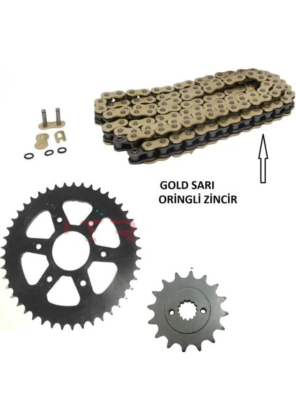 Bajaj Dominar 250 ,D250 Zincir Dişli Seti Oringli Gold Sarı Zincir