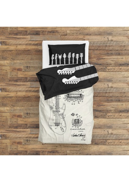 Fender Stratocaster Ivory & Guitar Çift Taraflı Nevresim Takımı - 200 cm x 220 cm