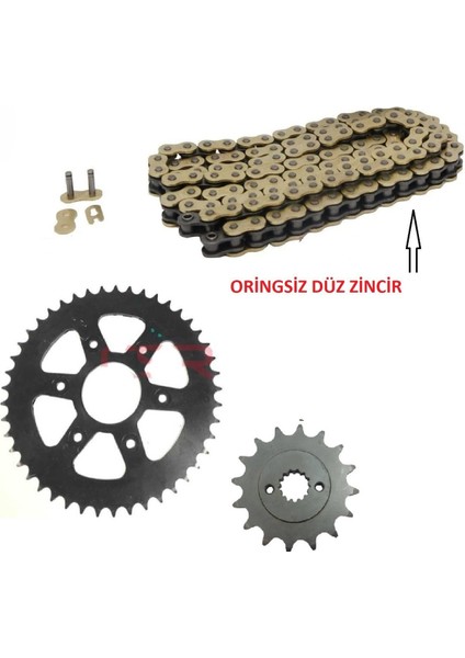 Bajaj Dominar 250 ,D250 Zincir Dişli Seti Oringsiz Düz Zincirli