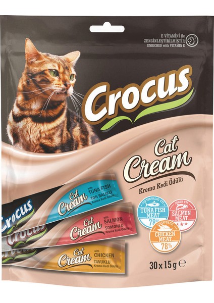 Çoklu Tavuklu & Ton Balıklı & Somonlu Krema Kedi Ödülü 30X15 gr 13