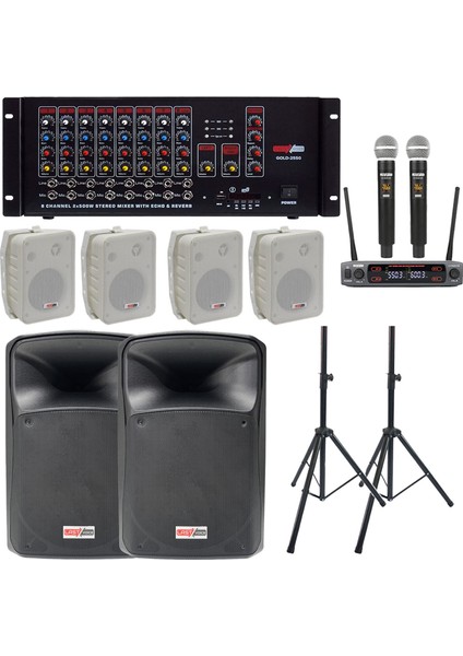 Okul Ses Sistemi Ideal Iç-Dış Anfi Hoparlör Sistemi Full Paket-1