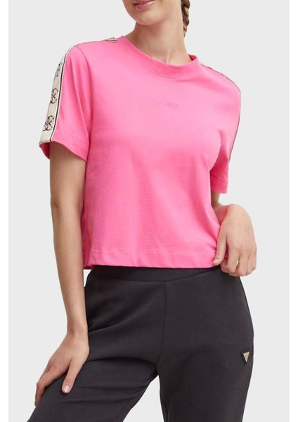 Britney Logolu % 100 Pamuk Bisiklet Yaka Crop T Shirt V3RI08I3Z14 Bayan T Shirt V3RI08 I3Z14 G65E