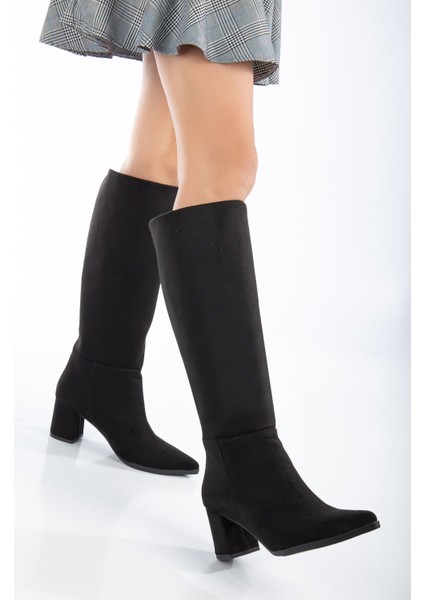 Fadiya Siyah Süet Sivri Burunlu Çekme Çizme fiyatları