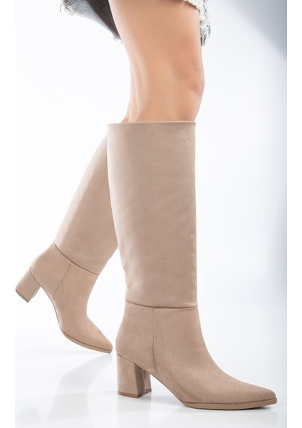 Fadiya Nude Süet Sivri Burunlu Çekme Çizme fiyatları