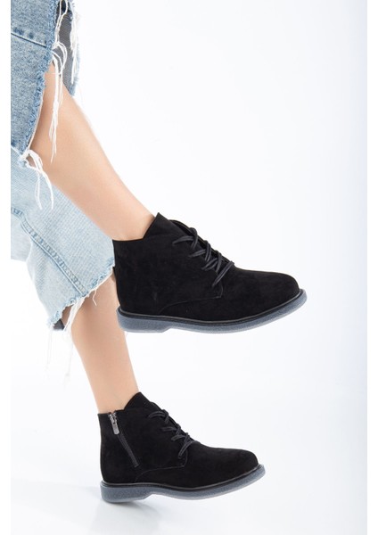 Jason Siyah Süet Bağcıklı Şeffaf Taban Detaylı Kadın Bot modelleri