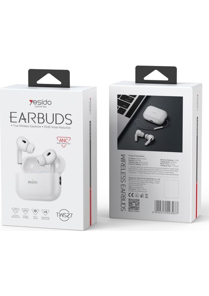 TWS27 Aktif Gürültü Engelleyici Özellikli Bt 5.2 Kablosuz Airpods Kulaklık - Beyaz 13 fiyatları