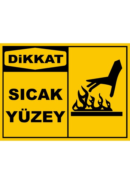Dikkat Sıcak Yüzey Tabela Levha 24 x 34 cm Pvc