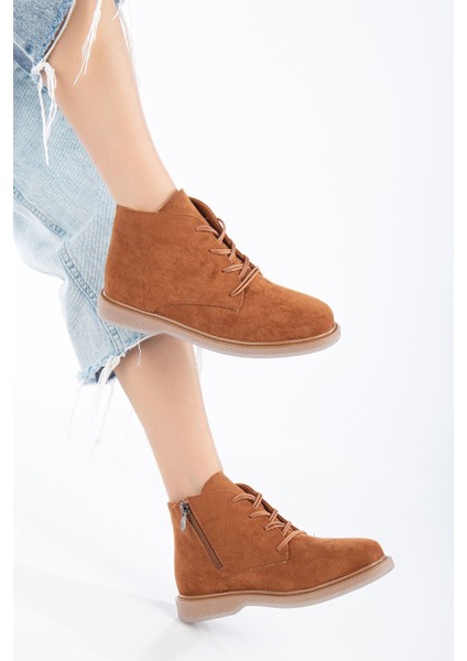 Jason Taba Süet Bağcıklı Şeffaf Taban Detaylı Kadın Bot fiyatları