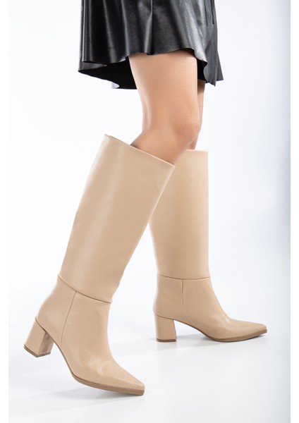 Fadiya Nude Sivri Burunlu Çekme Çizme