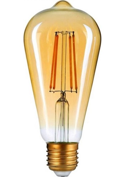 Armut Kateli Rustik 2700 K Sarı LED Filament Bulb 50 Bin Saat Garantili Dekoratif E27 Duy 4 W Dekoratif Cafe Ampulü ST64