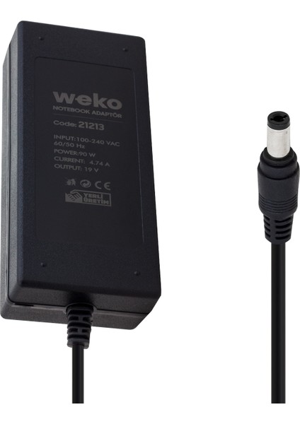 Weko 19 Volt - 4.74 Amper - 90 Watt 5.5*2.5 Uçlu Yerli Üretim Notebook Adaptör