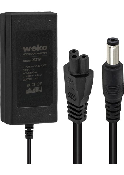 Weko 19 Volt - 4.74 Amper - 90 Watt 5.5*2.5 Uçlu Yerli Üretim Notebook Adaptör fırsatları
