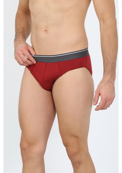 Erkek Pamuk 3lü Bordo Beyaz Gri Likralı Slip 40128 fırsatları
