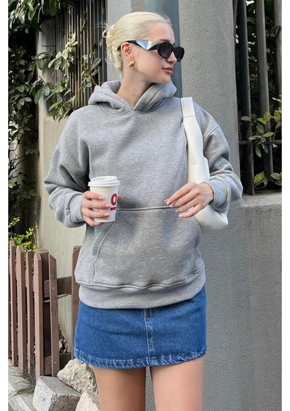 Grimelanj Kapüşonlu Şardonlu Oversize Cepli Sweatshirt MG2206 modelleri