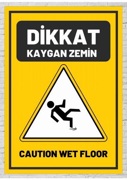 Dikkat Kaygan Zemin Tabela Levha 24 x 34 cm Pvc