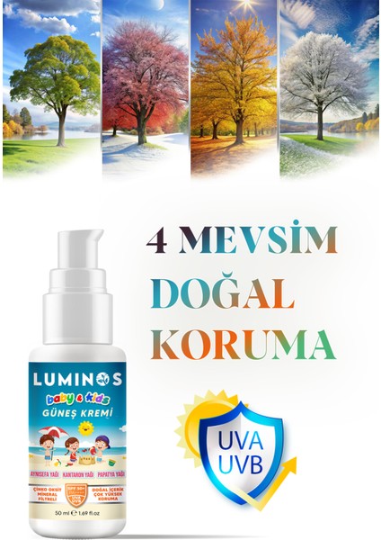 Bebeklere ve Çocuklara Özel Doğal Formül Spf 50+ Güneş Kremi 50 ml