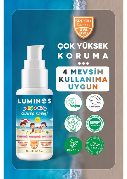 Bebeklere ve Çocuklara Özel Doğal Formül Spf 50+ Güneş Kremi 50 ml