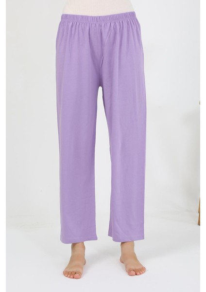 Kadın Penye Düz Tek Alt Pijama 27538 Lila